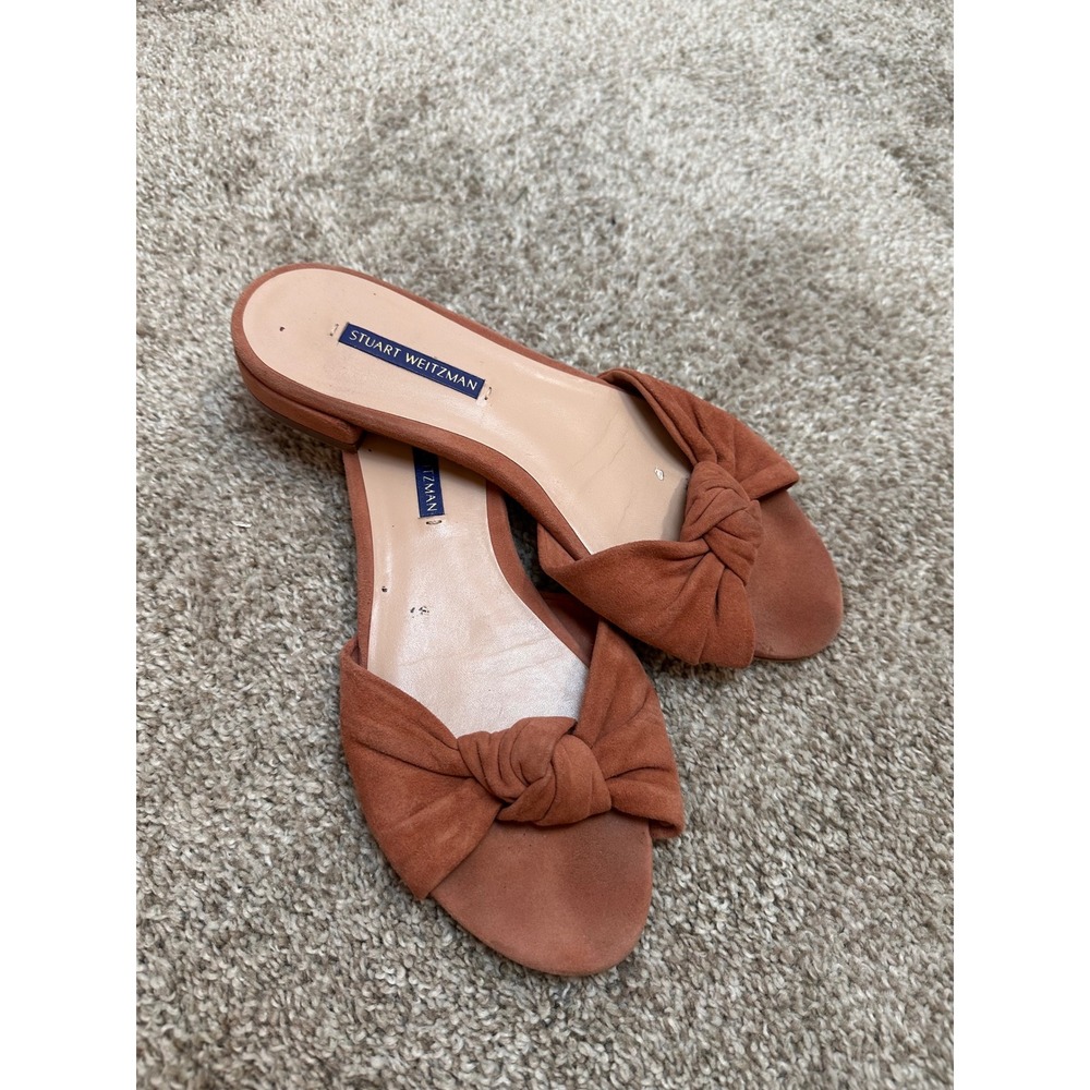 Stuart Weitzman Suede Knotted Slide Sandals Terracotta peach Size 8